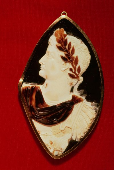 Sardonyx-Kamee mit dem Profil von Tiberius (Claudius Nero) (42 v. Chr. - 37 n. Chr.), 1. Jahrhundert n. Chr. von Roman